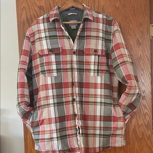 L.L. Bean Red and Green Plaid Casual Shirt jacket